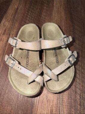 Birkenstock Kids Iridescent Beige Crisscross Double-Strap Sandals
